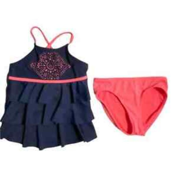 Pink & Blue 2 Pcs Justice Tankini Swimsuit Size 10 - Picture 12 of 13